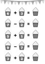 Counting Game for Preschool Children. Educational a mathematical game. Addition and subtraction worksheets, cupcake Royalty Free Stock Photo