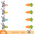 Counting Game for Preschool Children. Educational a mathematical game. Rabbits and carrots Royalty Free Stock Photo