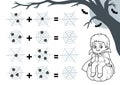 Counting Game for Preschool Children. Halloween characters, vampire. Educational a mathematical game. Addition worksheets