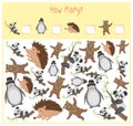 Counting game for Preschool Children. A mathematical Educational game. Count how many items and write the result. Wild