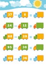 Counting Game for Preschool Children. Subtraction worksheets Royalty Free Stock Photo