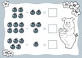 Counting Game for Preschool Children. Subtraction worksheets. Pig and apples. Educational a mathematical game Royalty Free Stock Photo