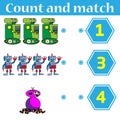 Counting game for preschool kids. Educational and mathematical game for children. Count and match - worksheet for kids