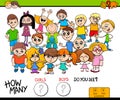 Counting girls and boys educational game for kids Royalty Free Stock Photo