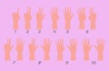 Counting hand sign, finger gestures, hands set Royalty Free Stock Photo