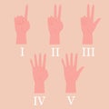 Counting hand sign, finger gestures, hands set Royalty Free Stock Photo