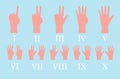 Counting hand sign, finger gestures, hands set Royalty Free Stock Photo