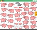 Counting left and right pictures of cartoon pig farm animal