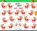 Counting left and right pictures of cartoon Santa Claus
