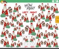 counting left and right pictures of cartoon Santa Claus