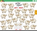 Counting left and right pictures of cartoon sheep farm animal