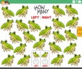 Counting left and right pictures of cartoon tree frog animal