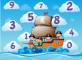 Counting numbers with children on ship Royalty Free Stock Photo