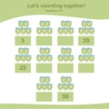 Counting in 5\'s. Counting kiwis for children. Fruit Counting Math Worksheet.