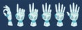 Counting robot hand. Count with cyber hands gestures, robotic arm fingers from zero to five cartoon vector illustration Royalty Free Stock Photo
