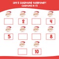 Counting by one\'s the Santa Claus. practising math in multiple of 1s activity worksheet for kids