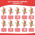 Counting by one\'s the Santa Claus. practising math in multiple of 1s activity worksheet for kids