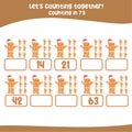 Counting by sevenÃ¢â¬â¢s the Christmas theme worksheet. Counting in 7\'s Royalty Free Stock Photo