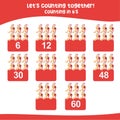 Counting by sixÃ¢â¬â¢s the Christmas theme worksheet. Counting in 6\'s