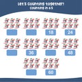 Counting by sixÃ¢â¬â¢s the Christmas theme worksheet. Counting in 6\'s Royalty Free Stock Photo