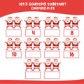 Counting by two\'s the happy Santa Claus practising math in multiple of 2s activity worksheet for kids