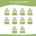 Counting in 3\'s. Counting Coconuts for children. Fruit Counting Math Worksheet.