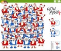 Counting santa claus characters educational task for kids