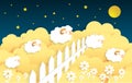 Counting sheep. Cartoon character happy jumping sheep Royalty Free Stock Photo