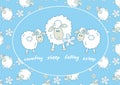 Counting sheep falling asleep Royalty Free Stock Photo