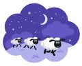Counting sheep in the night background in a dream bubble isolate Royalty Free Stock Photo