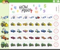 Counting task with cartoon vehicles characters