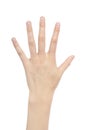 Counting woman hands five