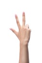 Counting woman hands , number 3 Royalty Free Stock Photo