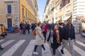 countless people circulating in the commercial area of ??the well-known via del Corso in Rome.