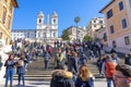 countless people circulating in the shopping area of ??the SCALINATA DELLA TRINITÃ DEI MONTI in Rome.