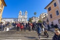 countless people circulating in the shopping area of ??the SCALINATA DELLA TRINITÃ DEI MONTI in Rome.