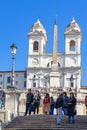 countless people circulating in the shopping area of ??the SCALINATA DELLA TRINITÃ DEI MONTI in Rome.