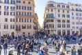 countless people circulating in the shopping area of ??the SCALINATA DELLA TRINITÃ DEI MONTI in Rome.