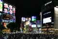 Countless people at Shibuya crossing in the evening