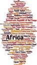 Countries in Africa word cloud