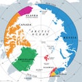 Countries within the Arctic Circle, Arctic Region countries, political map