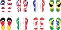 8 countries flag slippers Vector illustration