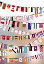 Countries flags hangs on the ropes Royalty Free Stock Photo