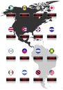 Countries flags with official currency symbols Royalty Free Stock Photo