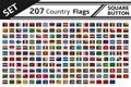 207 countries flags square button Royalty Free Stock Photo