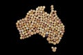Countries winemakers - maps from wine corks. Map of Australia on Royalty Free Stock Photo