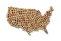 Countries winemakers - maps from wine corks. Map of USA on white