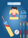 Country Afghanistan Cricket Icons Set