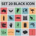 Country Australia black icons in set collection