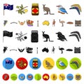 Country Australia cartoon icons in set collection for design.Travel and attractions vector symbol stock web illustration